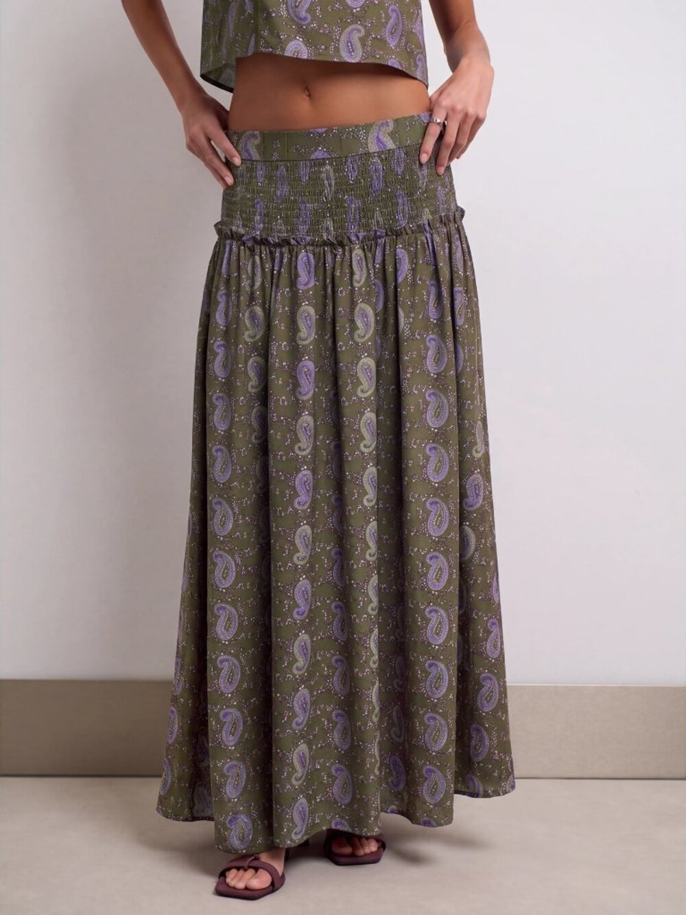 Army Green Boho Women's Two-Piece Set - Picture 3 of 8